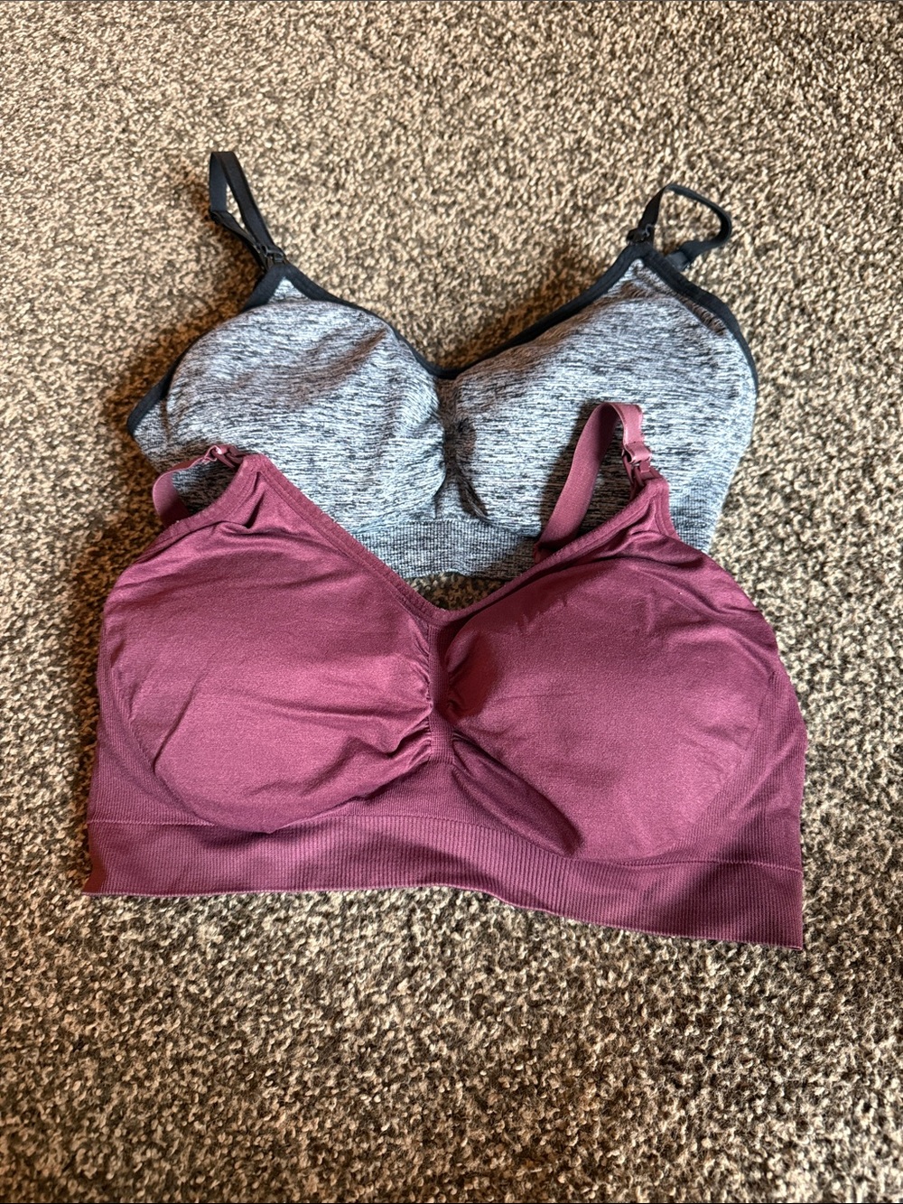 Motherhood Maternity Wireless Nursing Bralette in Plum and Heather Gray - Picture 1 of 8